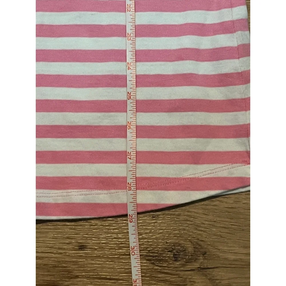 Mini Boden Dress Girls size 9-10Y Pink Stripe Green Heart Pocket Cotton School